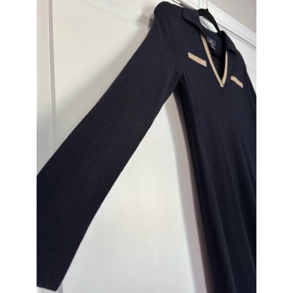 Brooks Brothers Womens Small Extra Fine Merino Wool Navy Blue Midi Sweater Dress - Picture 2 of 6